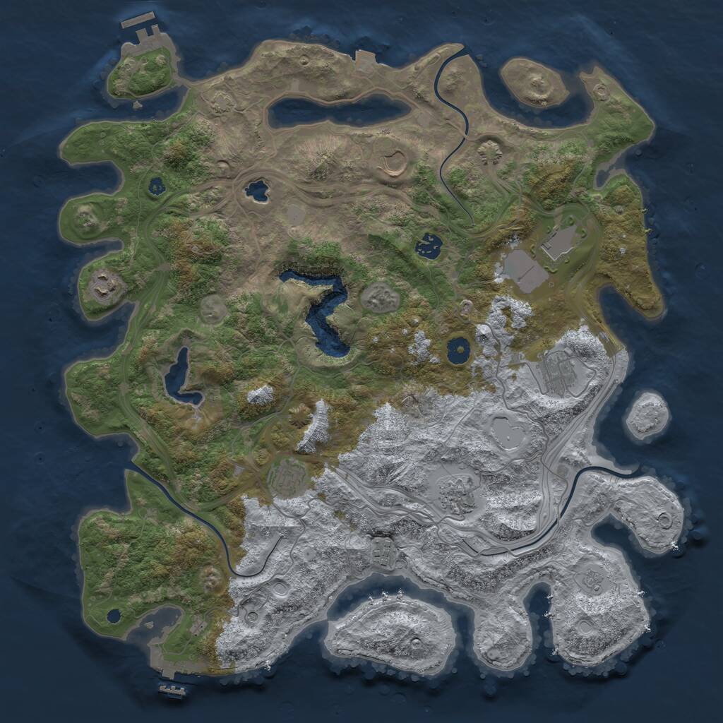 Rust Map: Procedural Map, Size: 4250, Seed: 350014633, 14 Monuments