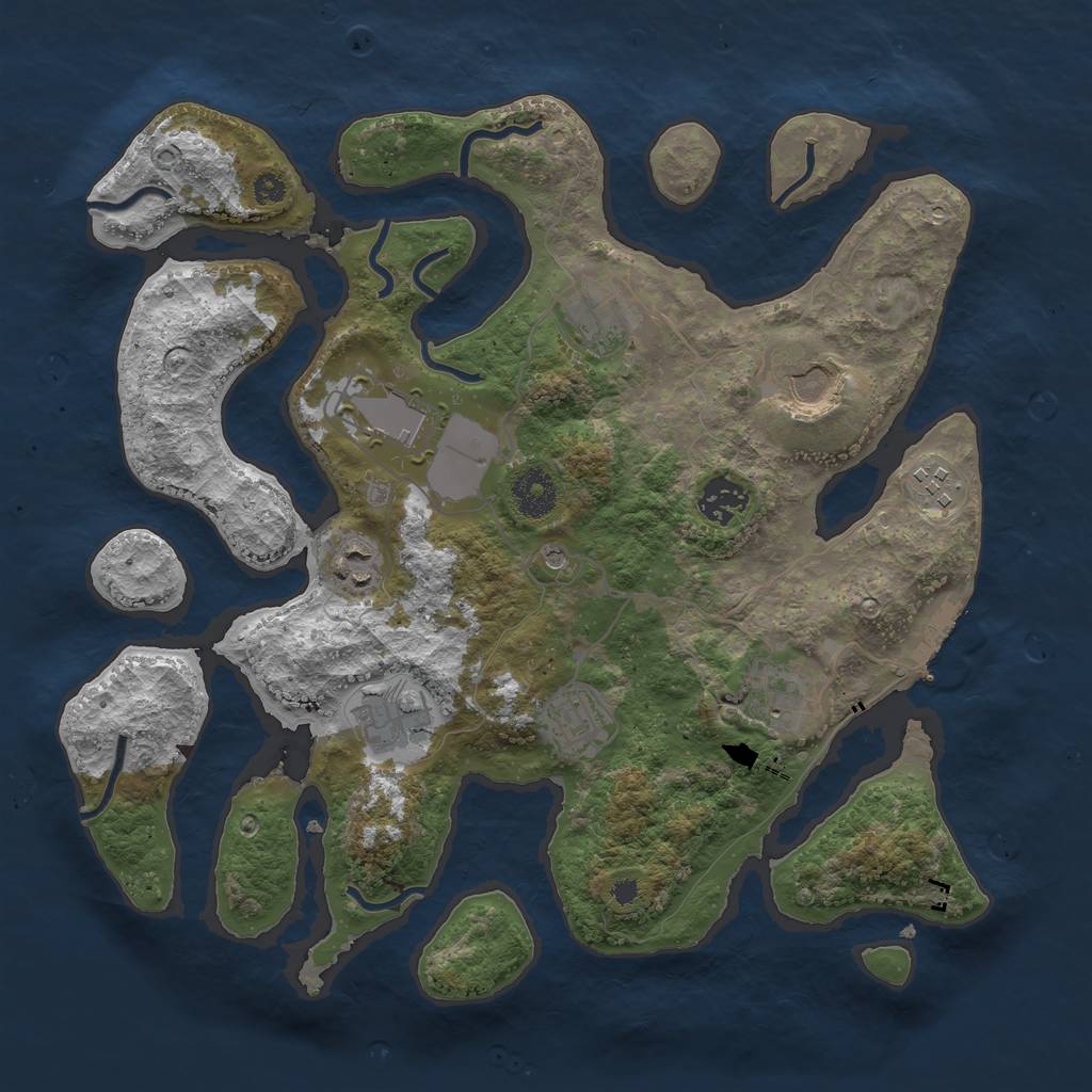 Rust Map: Procedural Map, Size: 3500, Seed: 787612666, 13 Monuments