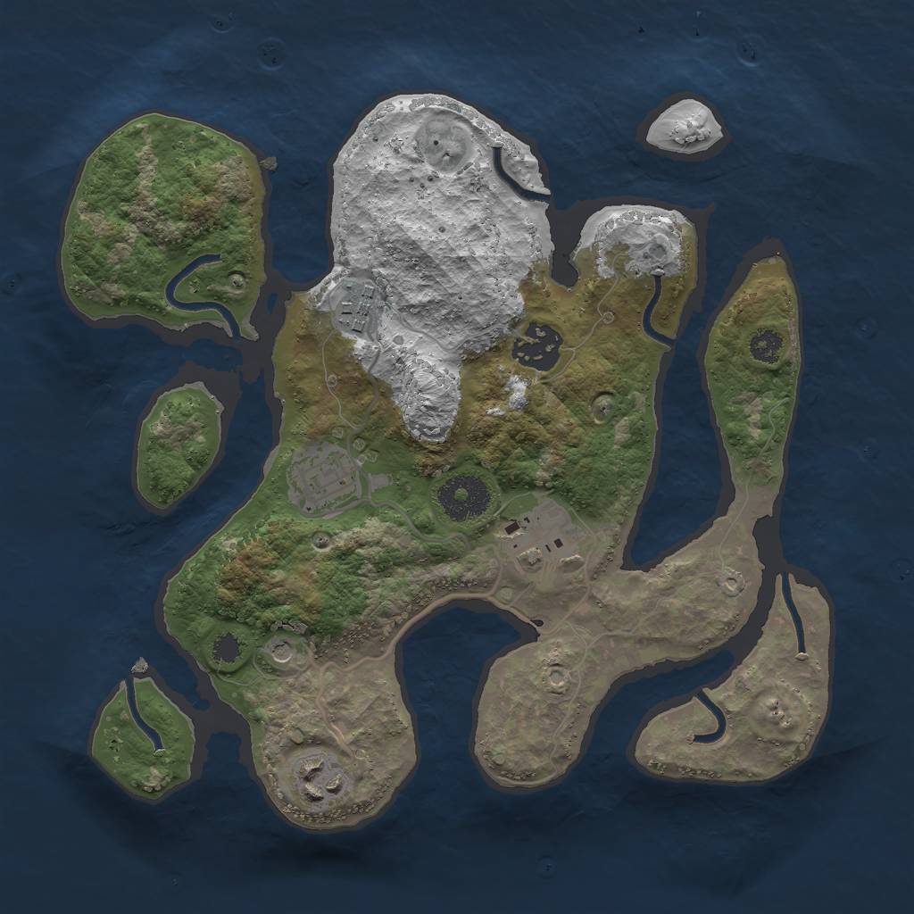 Rust Map: Procedural Map, Size: 2850, Seed: 1, 8 Monuments