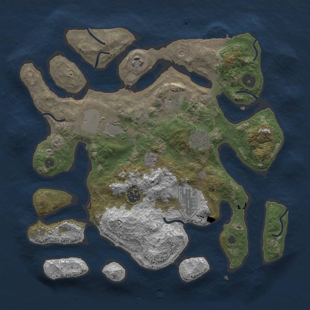 Rust Map: Procedural Map, Size: 3500, Seed: 5635, 11 Monuments