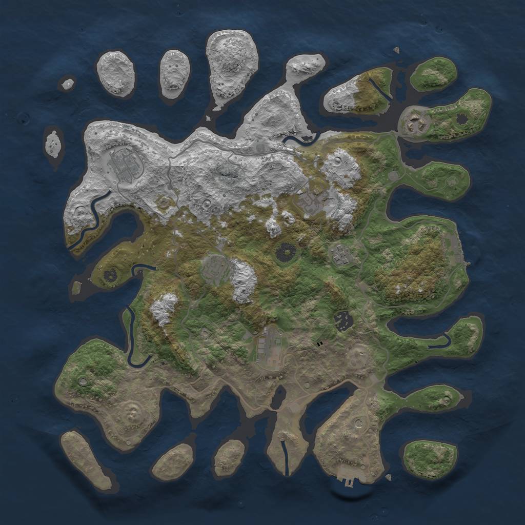 Rust Map: Procedural Map, Size: 4000, Seed: 69942342, 12 Monuments