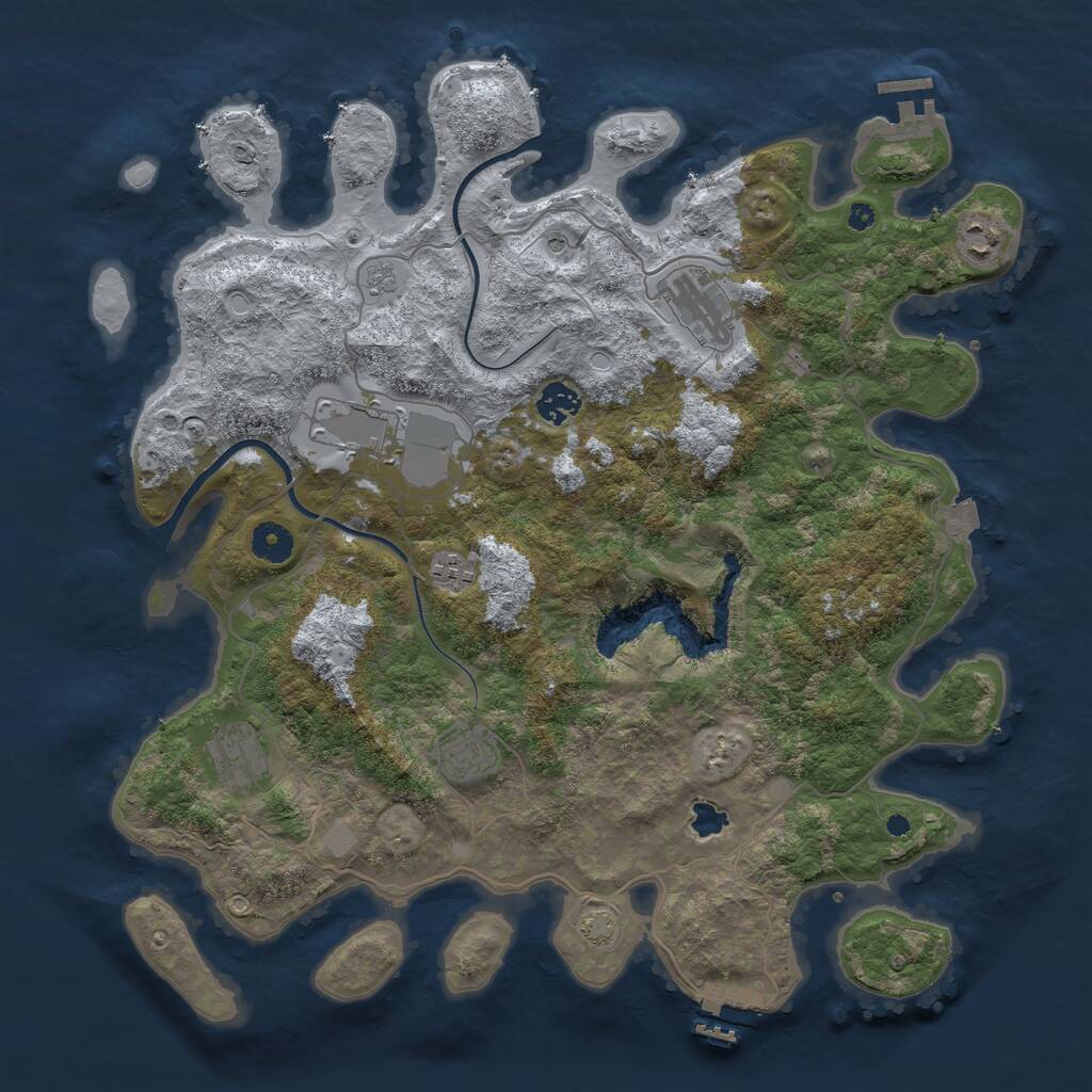 Rust Map: Procedural Map, Size: 4000, Seed: 69942342, 13 Monuments