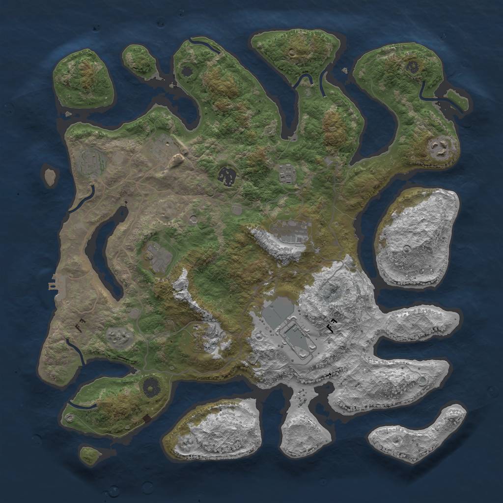 Rust Map: Procedural Map, Size: 4100, Seed: 1336006619, 13 Monuments