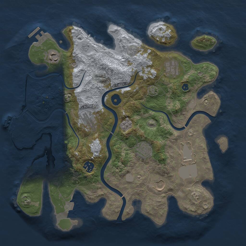 Rust Map: Procedural Map, Size: 3500, Seed: 32299, 14 Monuments