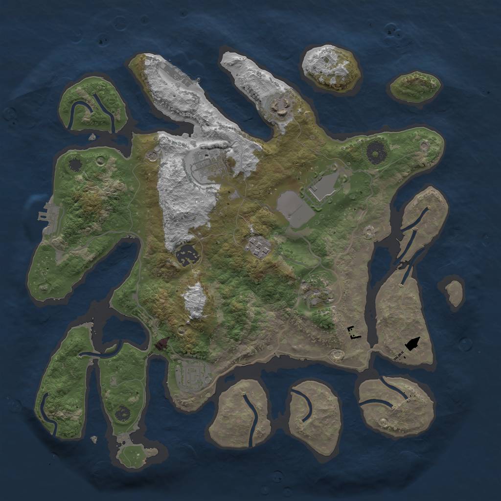 Rust Map: Procedural Map, Size: 3500, Seed: 32299, 12 Monuments