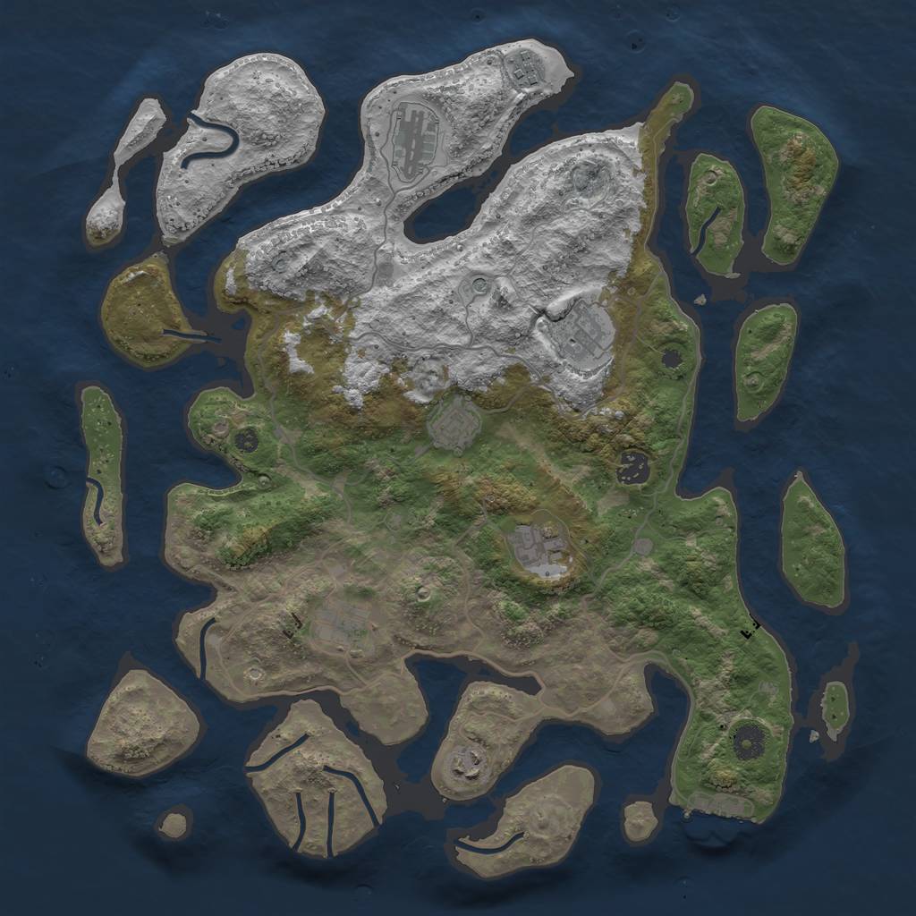 Rust Map: Procedural Map, Size: 4000, Seed: 97110, 12 Monuments