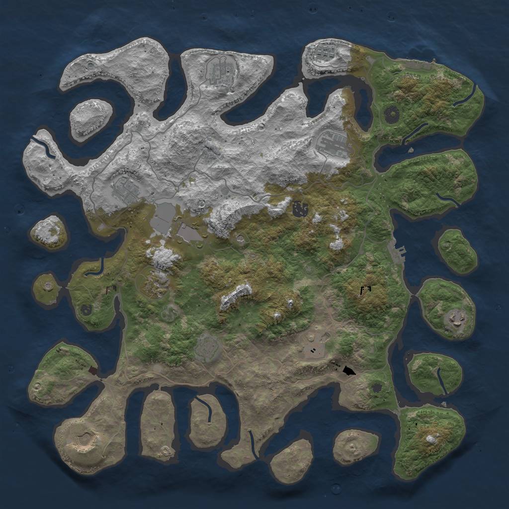 Rust Map: Procedural Map, Size: 4500, Seed: 488382319, 16 Monuments