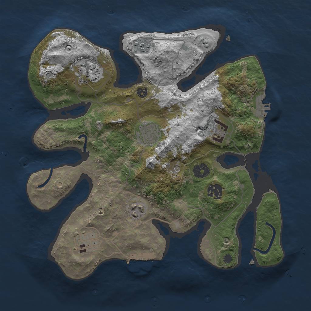 Rust Map: Procedural Map, Size: 3000, Seed: 1131085164, 12 Monuments