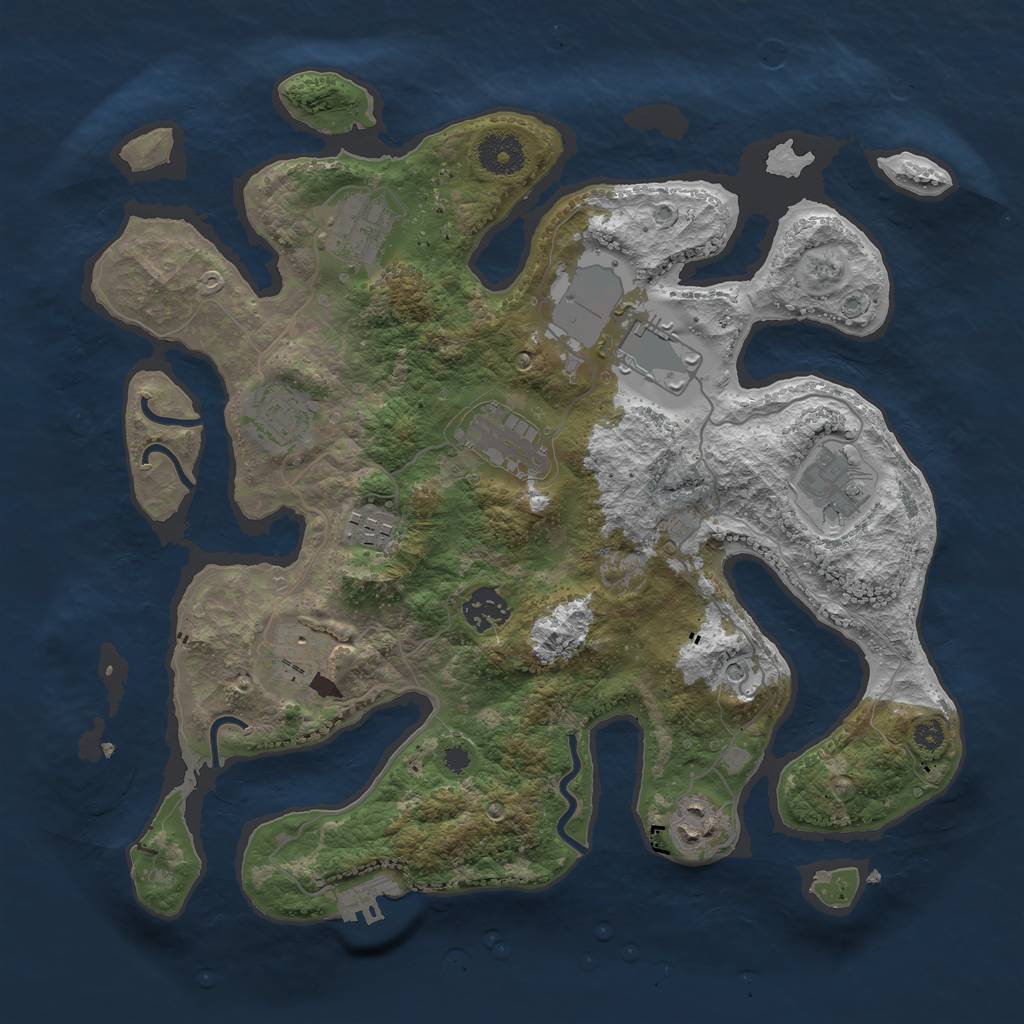 Rust Map: Procedural Map, Size: 3500, Seed: 356874783, 13 Monuments