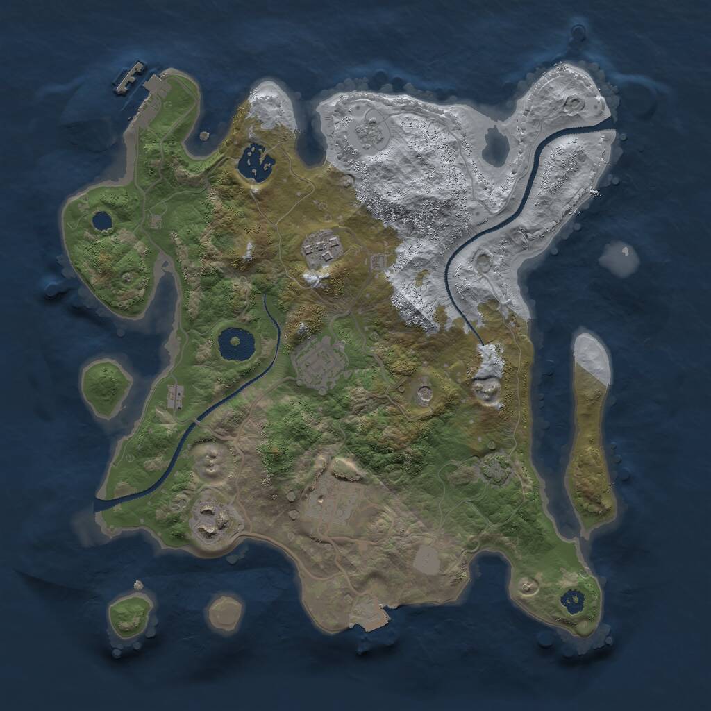 Rust Map: Procedural Map, Size: 3000, Seed: 1680856352, 10 Monuments