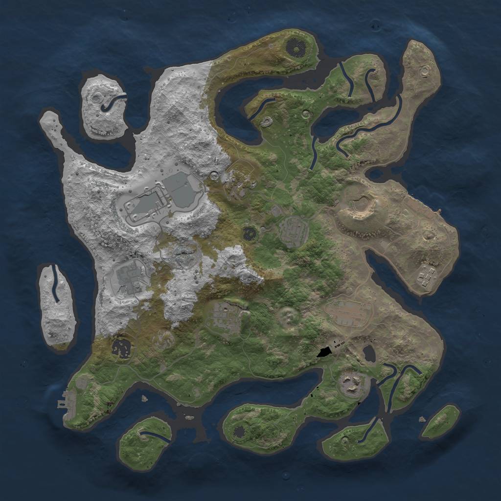 Rust Map: Procedural Map, Size: 3800, Seed: 1983, 14 Monuments