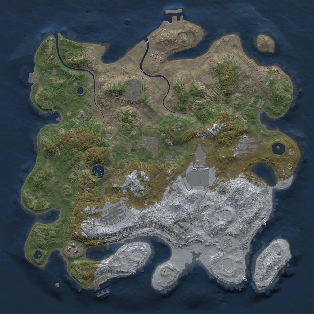 Rust Map: Procedural Map, Size: 3700, Seed: 71026943, 14 Monuments