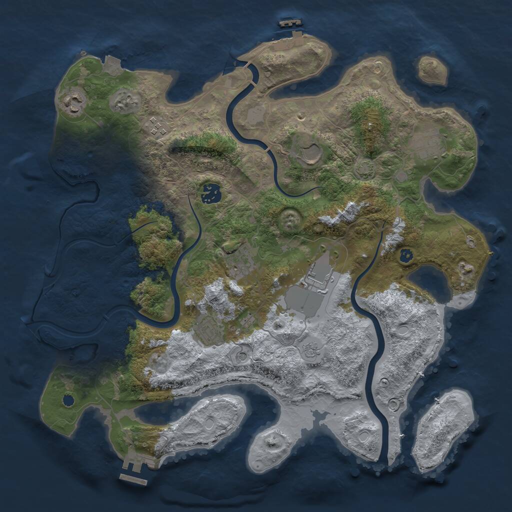 Rust Map: Procedural Map, Size: 3700, Seed: 71026943, 14 Monuments