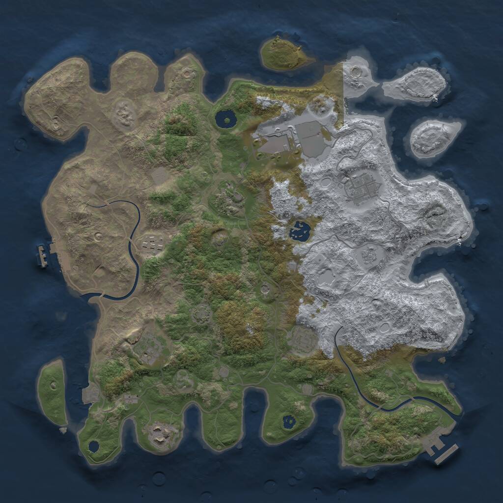 Rust Map: Procedural Map, Size: 3700, Seed: 2126916841, 14 Monuments