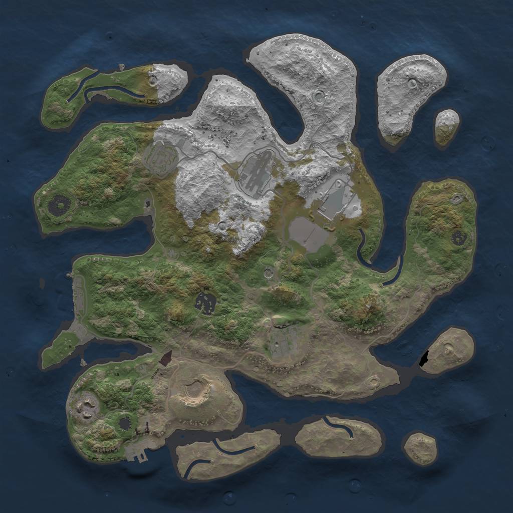 Rust Map: Procedural Map, Size: 3500, Seed: 99123525, 12 Monuments