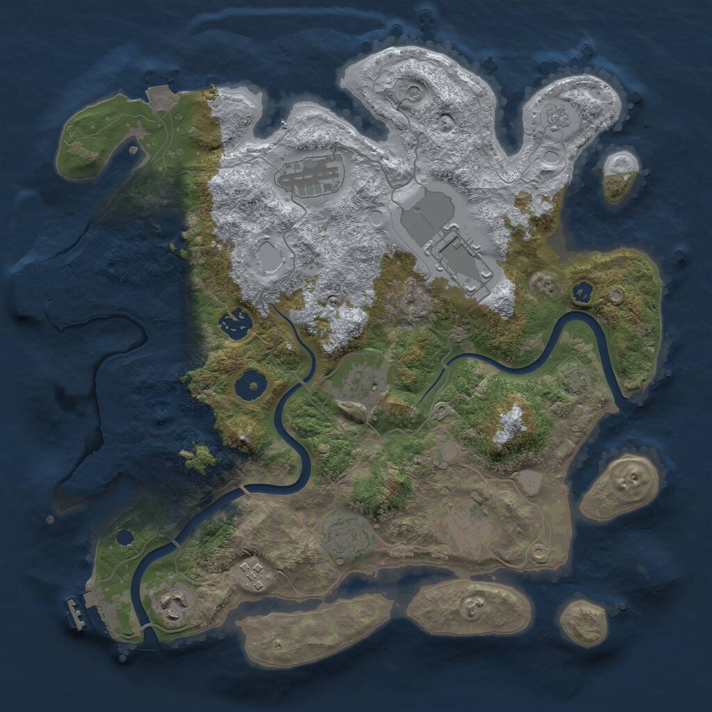 Rust Map: Procedural Map, Size: 3500, Seed: 99123525, 14 Monuments