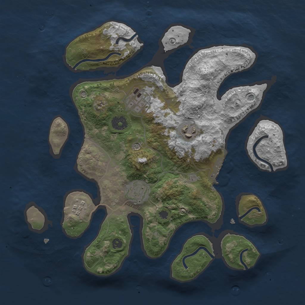 Rust Map: Procedural Map, Size: 3000, Seed: 318391440, 8 Monuments