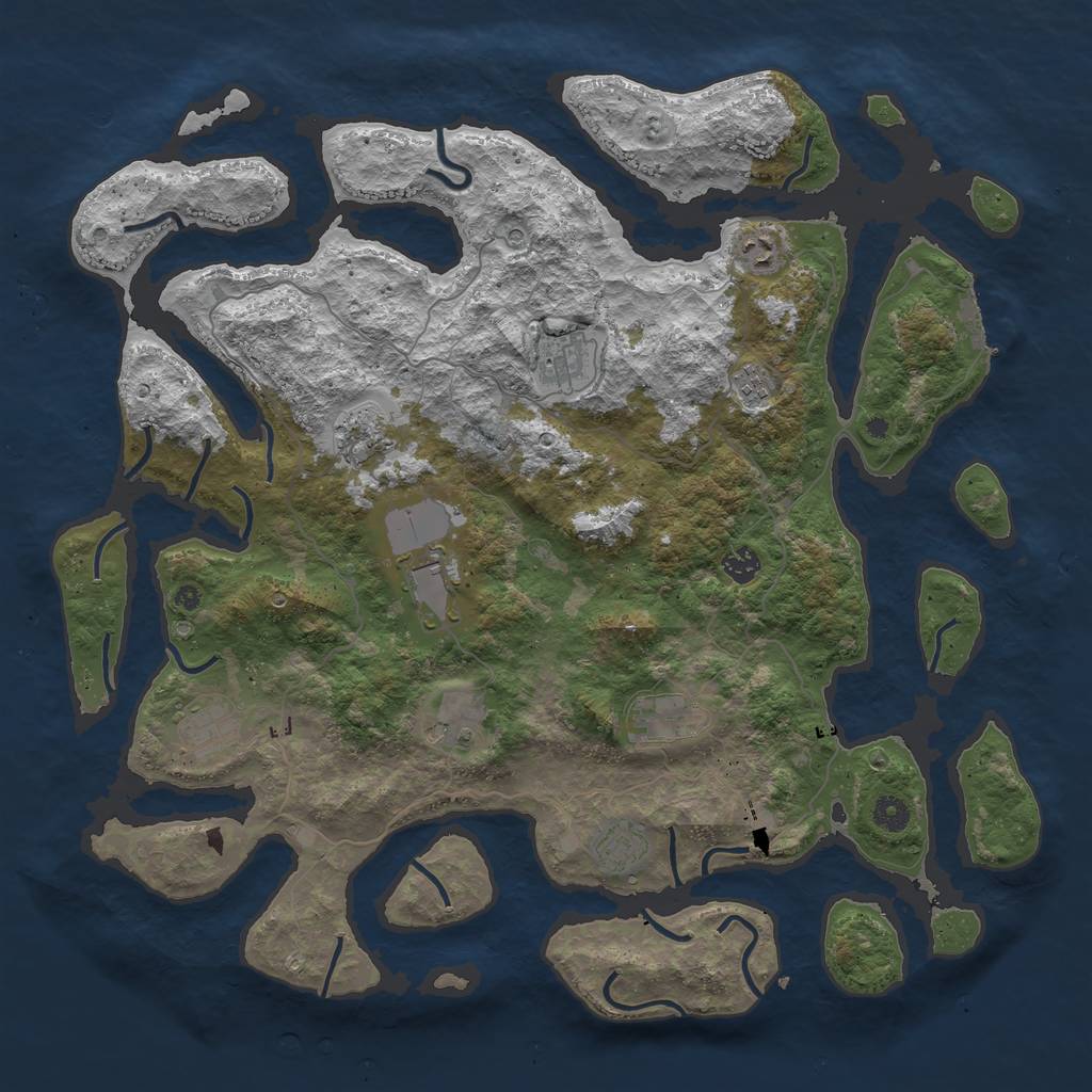 Rust Map: Procedural Map, Size: 4500, Seed: 1102790585, 14 Monuments