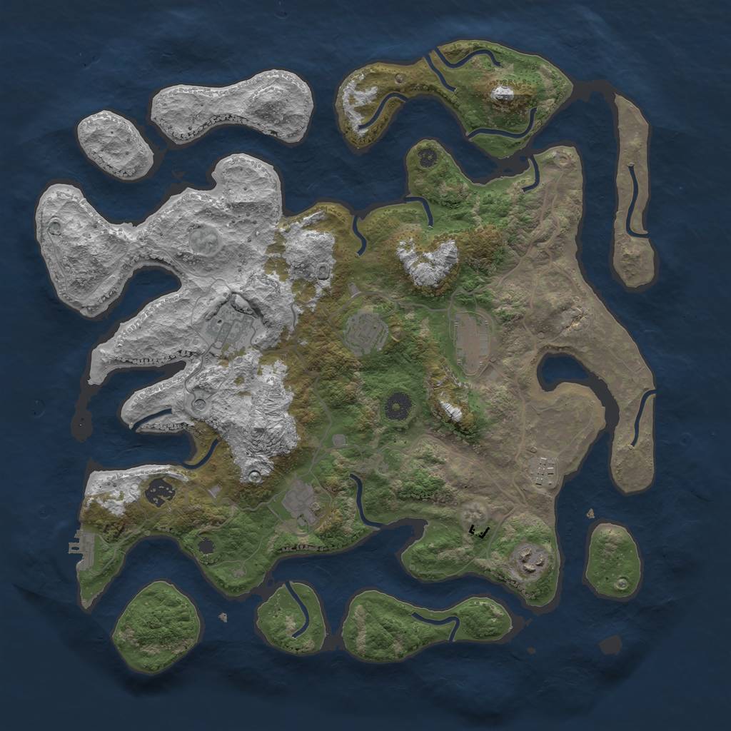 Rust Map: Procedural Map, Size: 4000, Seed: 320, 11 Monuments