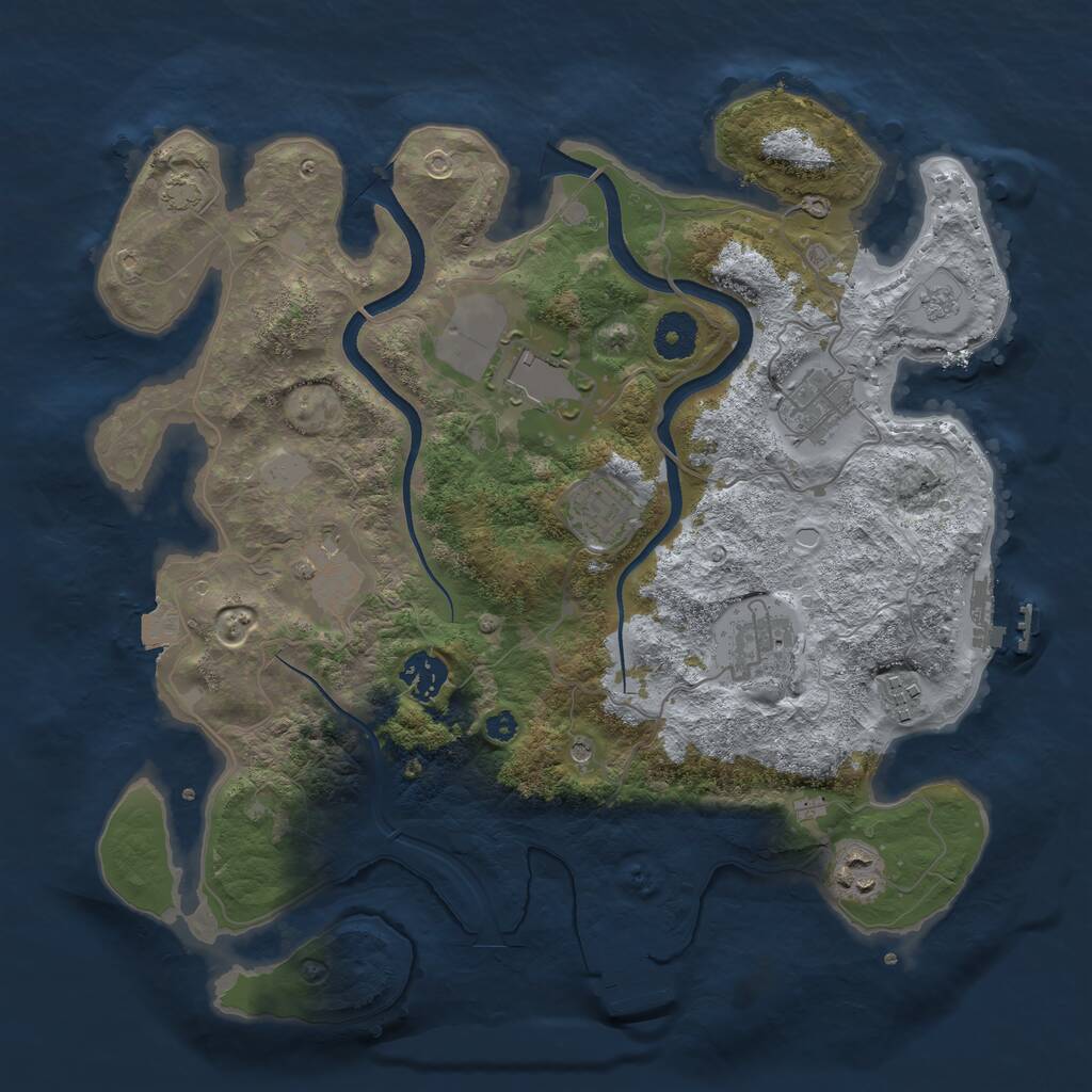 Rust Map: Procedural Map, Size: 3550, Seed: 9411132, 14 Monuments