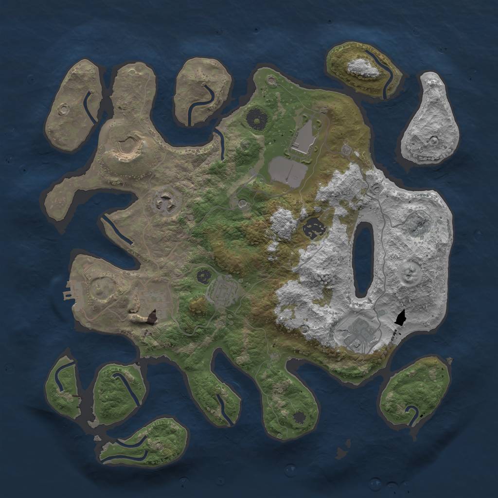 Rust Map: Procedural Map, Size: 3550, Seed: 9411132, 11 Monuments