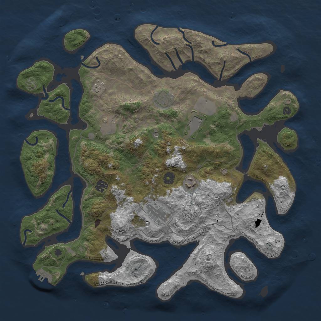 Rust Map: Procedural Map, Size: 4000, Seed: 54970, 11 Monuments