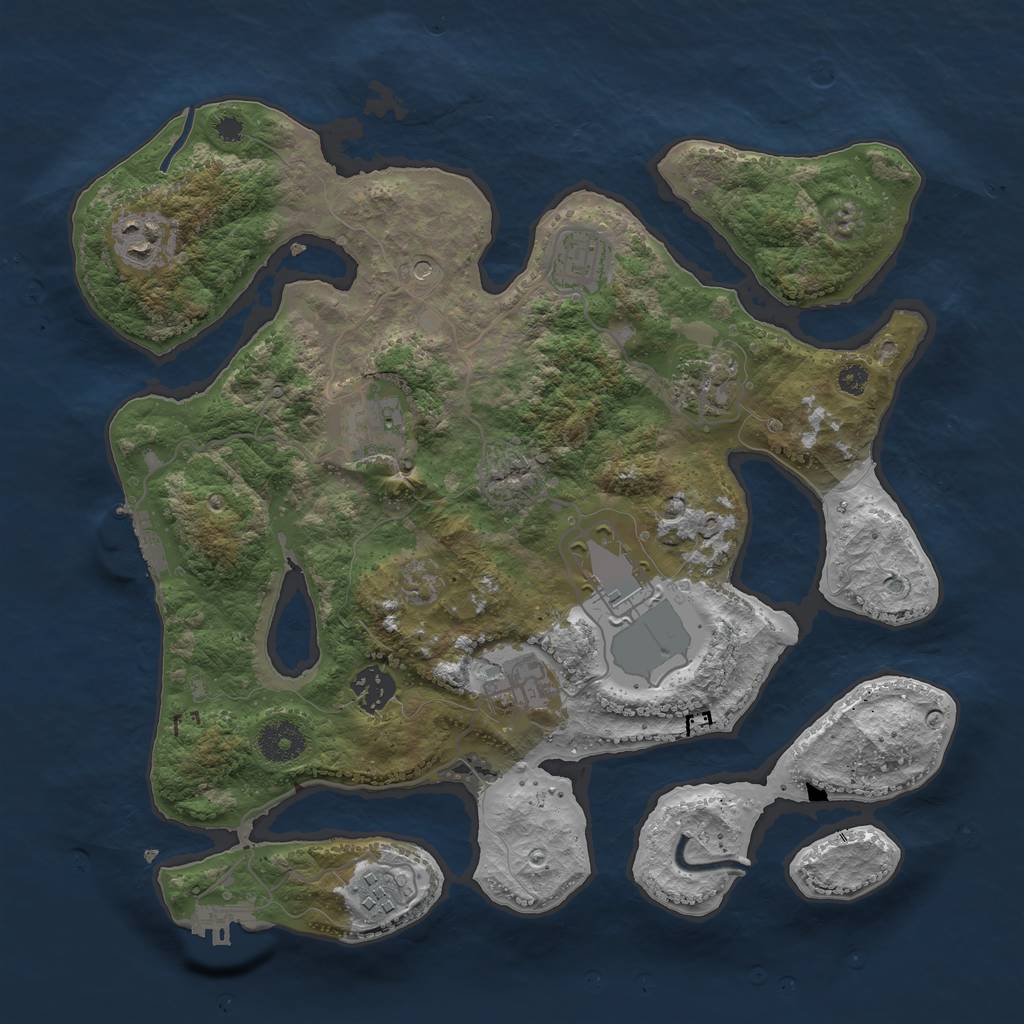 Rust Map: Procedural Map, Size: 3500, Seed: 23094857, 13 Monuments