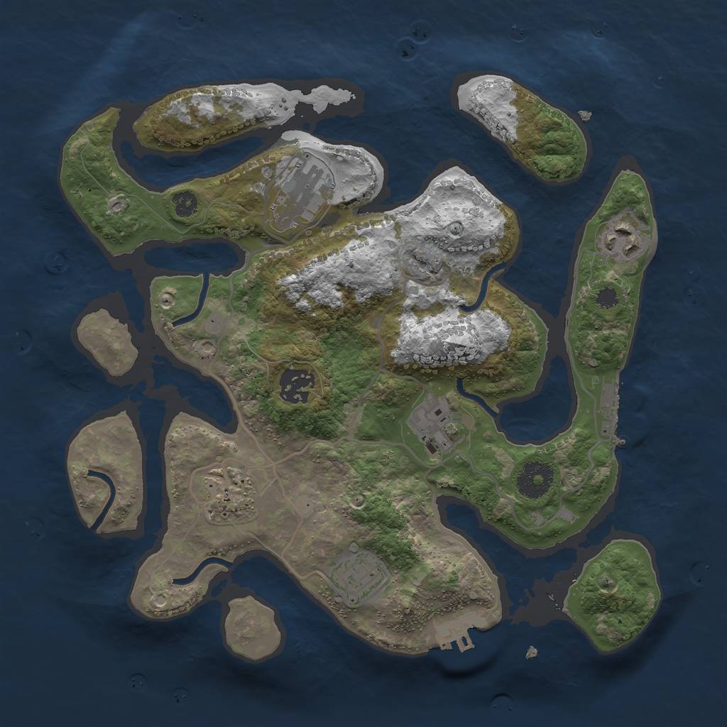 Rust Map: Procedural Map, Size: 3000, Seed: 827755903, 10 Monuments