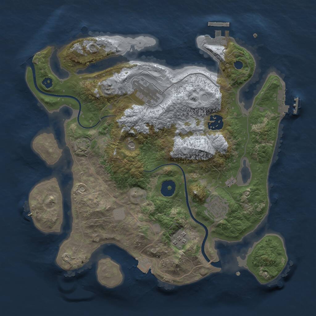 Rust Map: Procedural Map, Size: 3000, Seed: 827755903, 9 Monuments