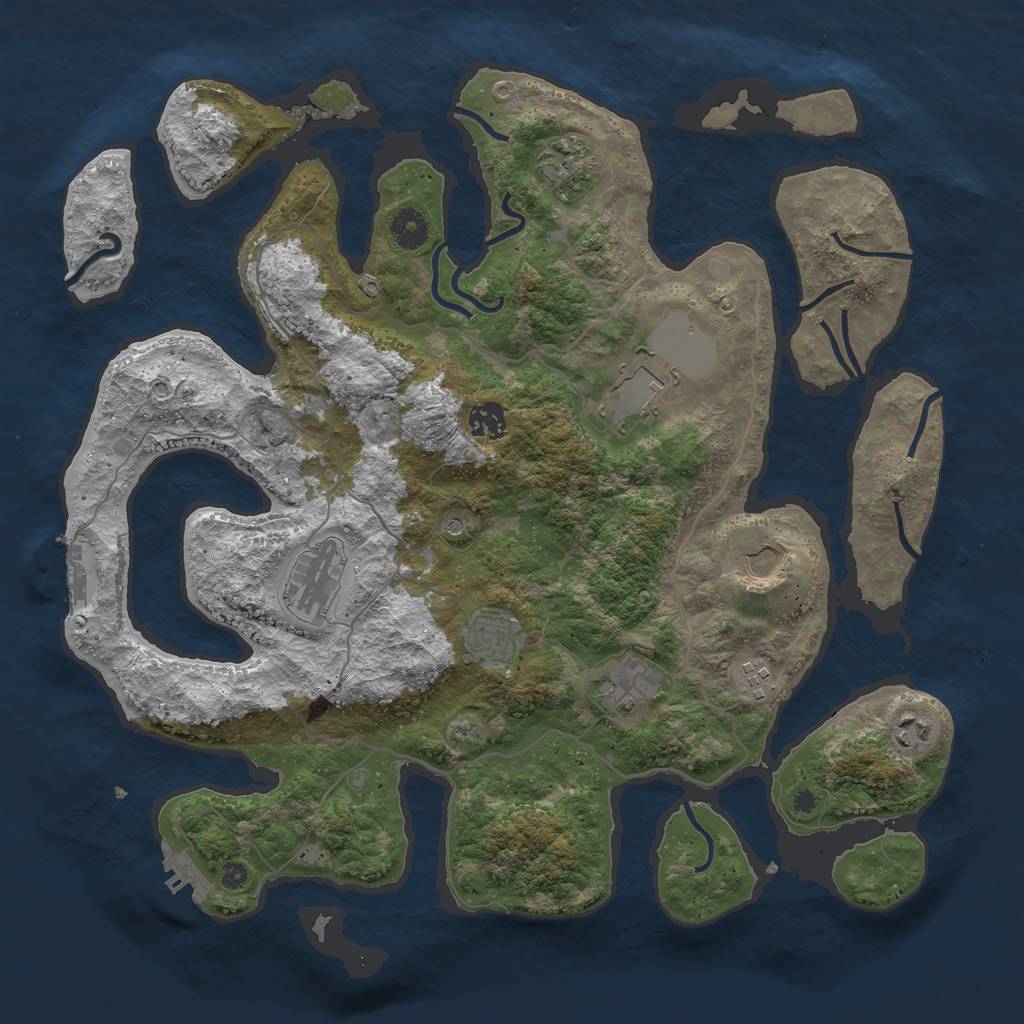 Rust Map: Procedural Map, Size: 4000, Seed: 820174, 14 Monuments