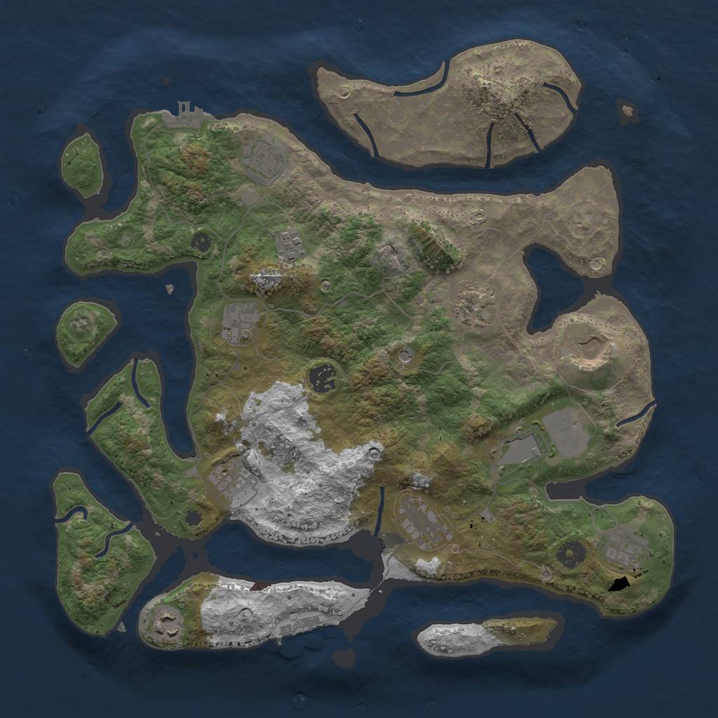 Rust Map: Procedural Map, Size: 3850, Seed: 301185510, 16 Monuments