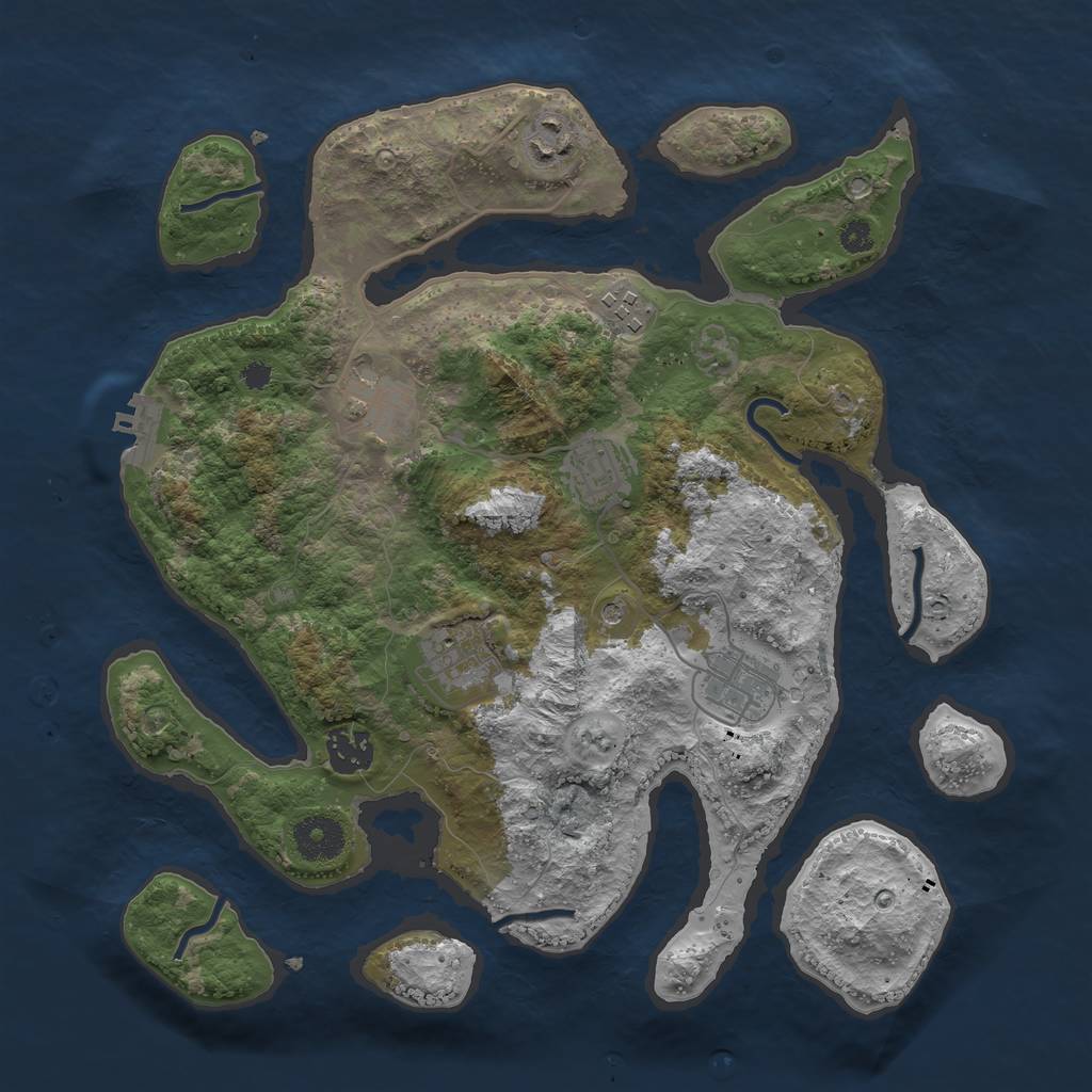 Rust Map: Procedural Map, Size: 3400, Seed: 44587, 11 Monuments