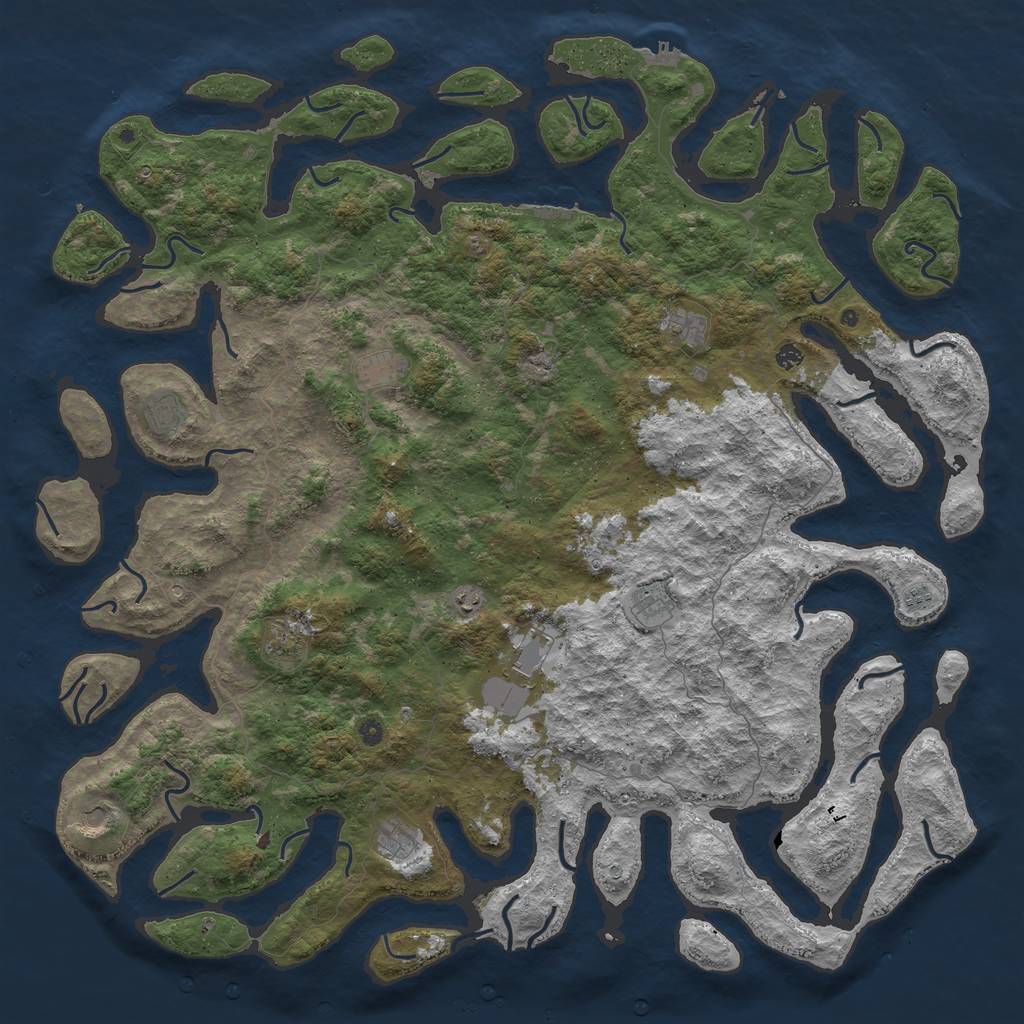 Rust Map: Procedural Map, Size: 6000, Seed: 322, 16 Monuments