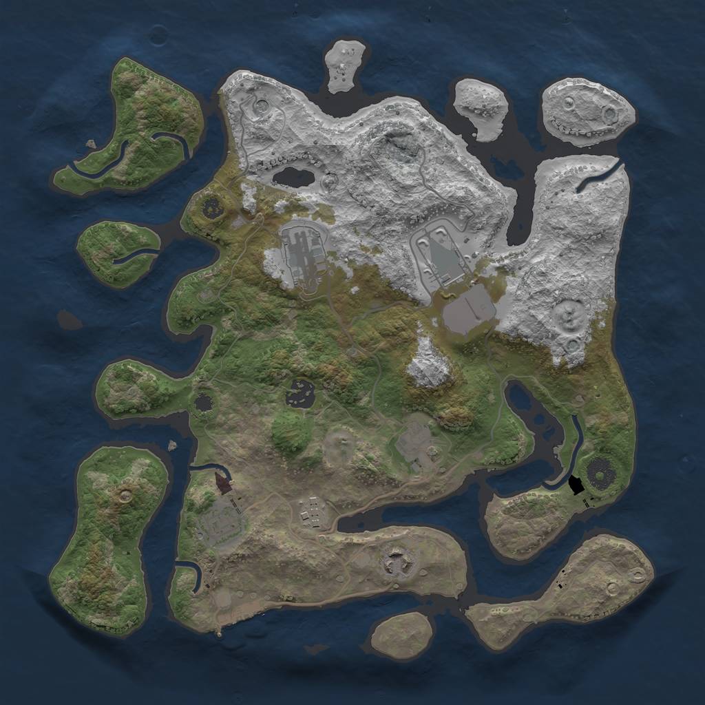 Rust Map: Procedural Map, Size: 3500, Seed: 575892, 11 Monuments