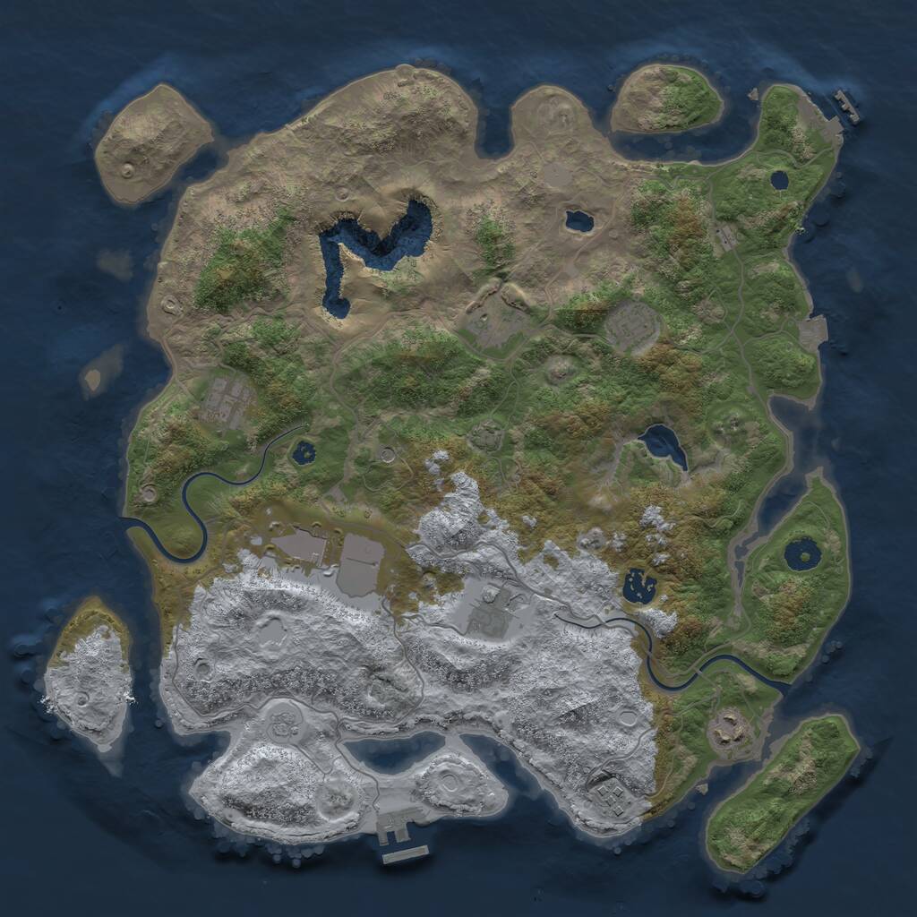 Rust Map: Procedural Map, Size: 4000, Seed: 2143423455, 14 Monuments