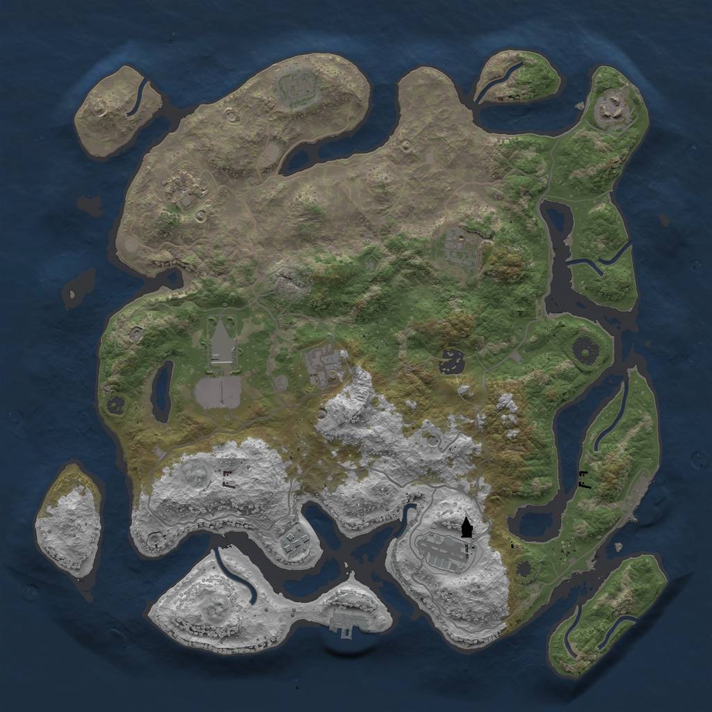 Rust Map: Procedural Map, Size: 4000, Seed: 2143423455, 14 Monuments