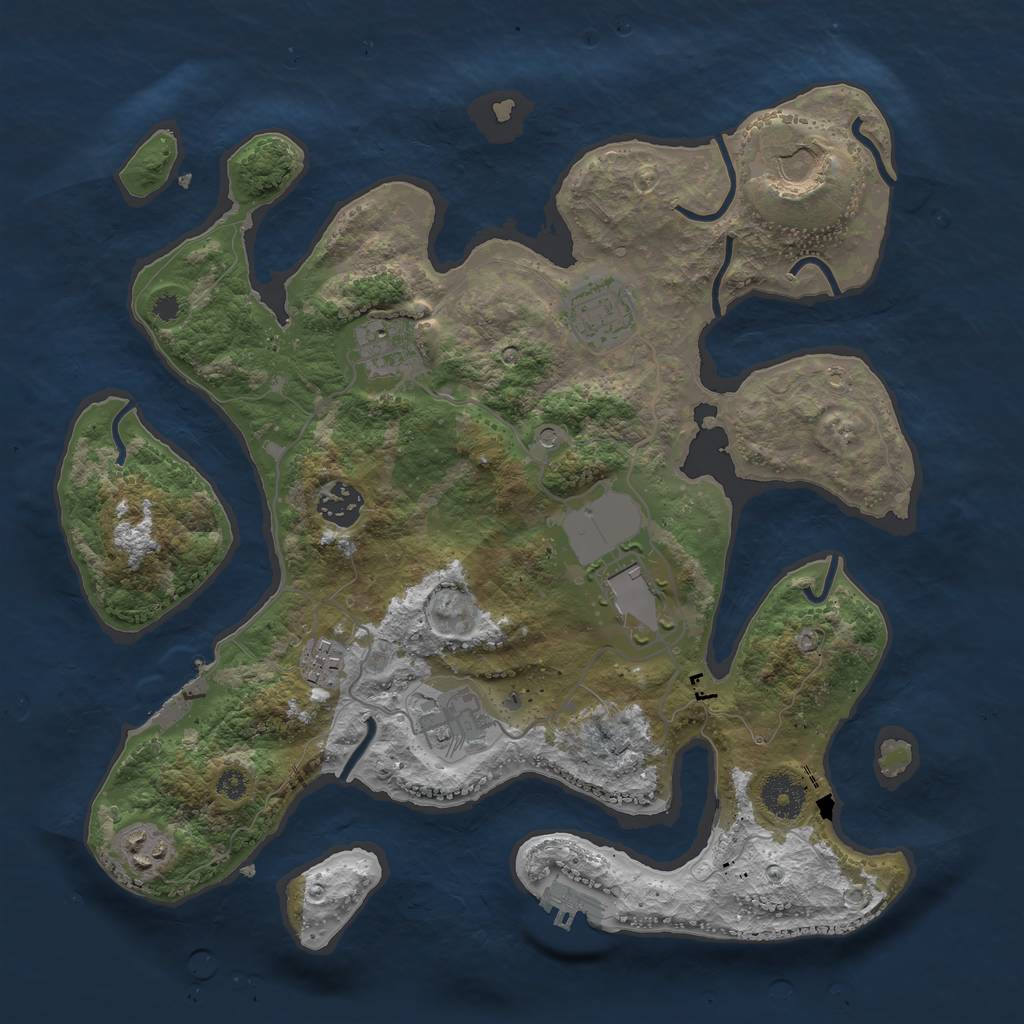 Rust Map: Procedural Map, Size: 3500, Seed: 215911733, 13 Monuments