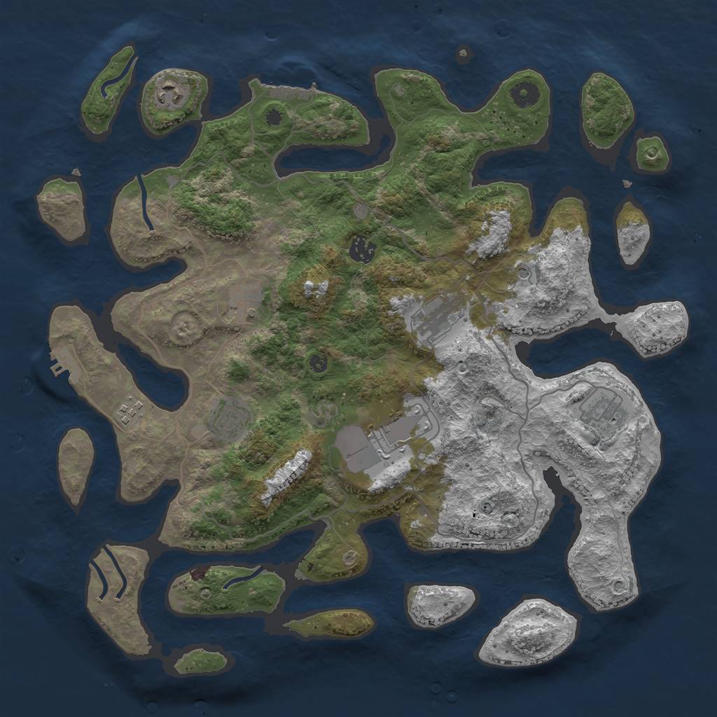 Rust Map: Procedural Map, Size: 4000, Seed: 197944622, 13 Monuments