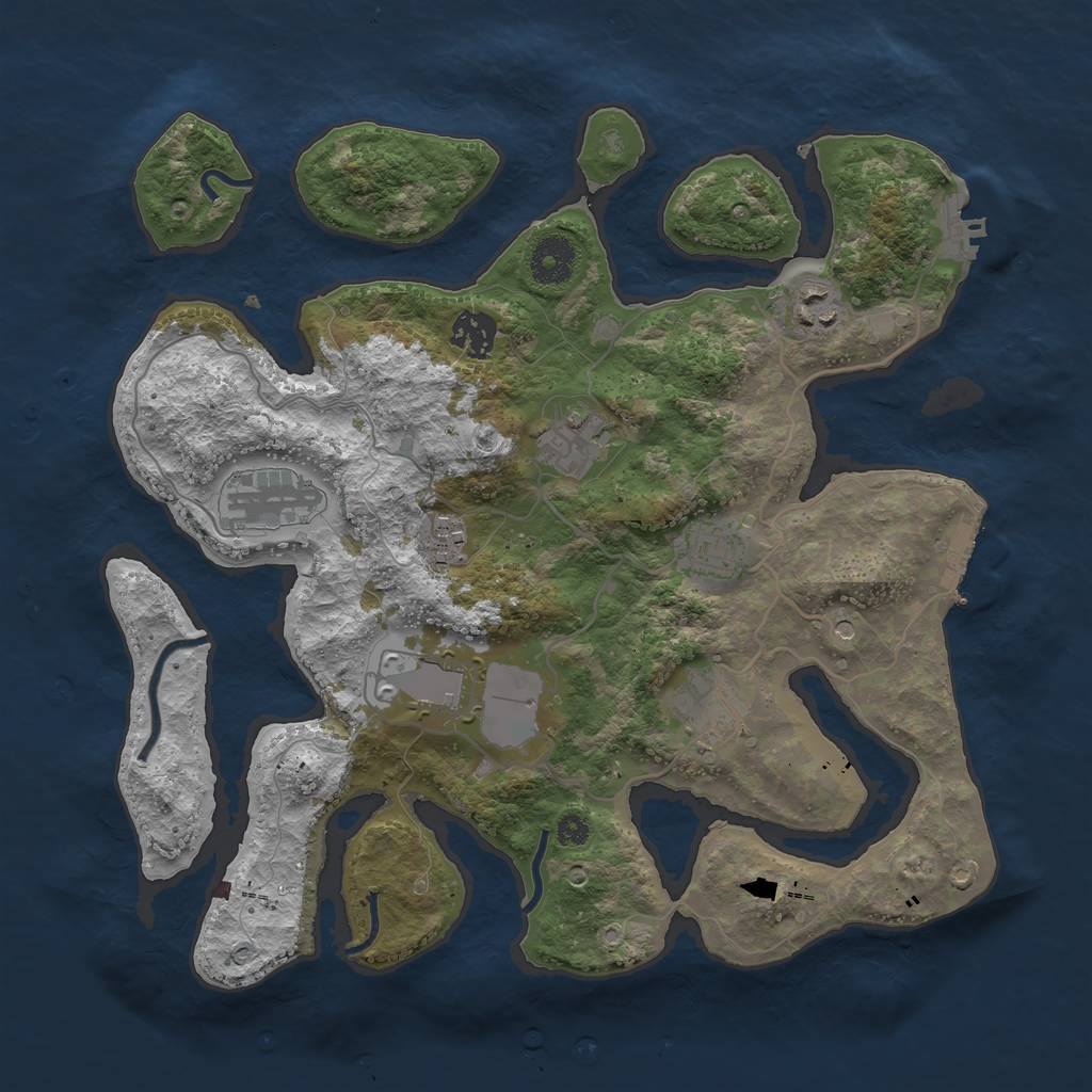 Rust Map: Procedural Map, Size: 3500, Seed: 12320, 13 Monuments