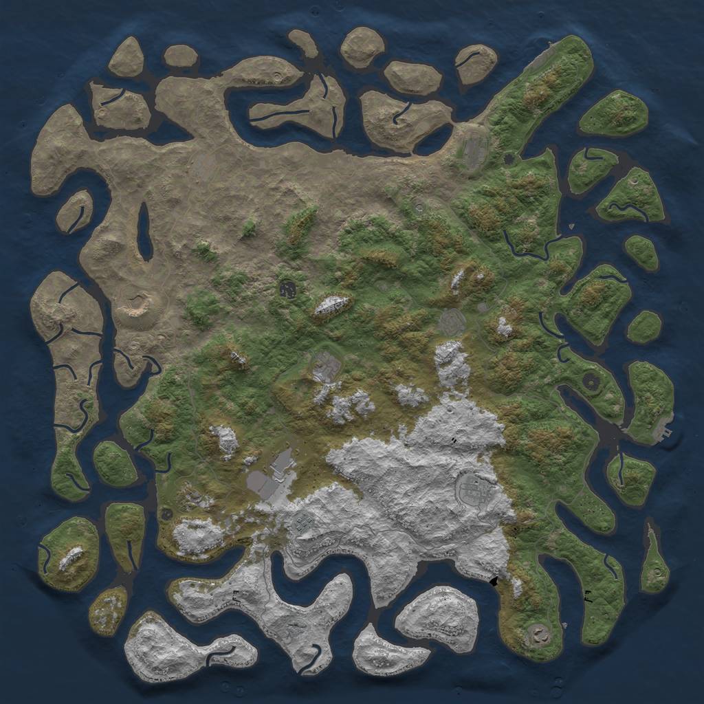 Rust Map: Procedural Map, Size: 6000, Seed: 622442578, 16 Monuments