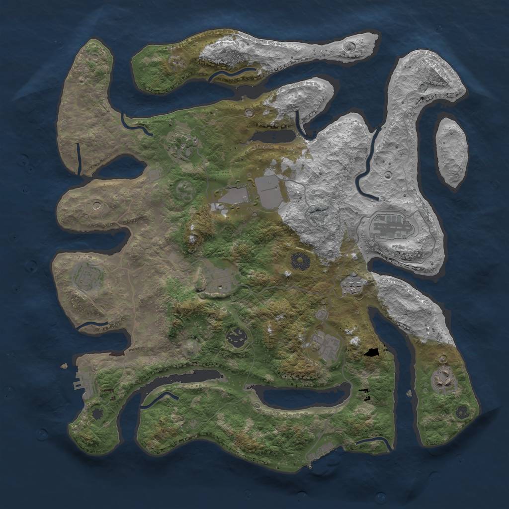 Rust Map: Procedural Map, Size: 3950, Seed: 439853, 14 Monuments