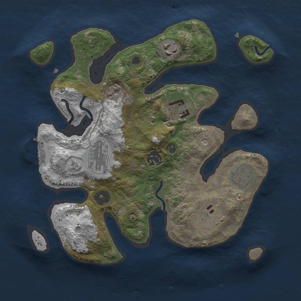 Rust Map: Procedural Map, Size: 3000, Seed: 1624628155, 10 Monuments