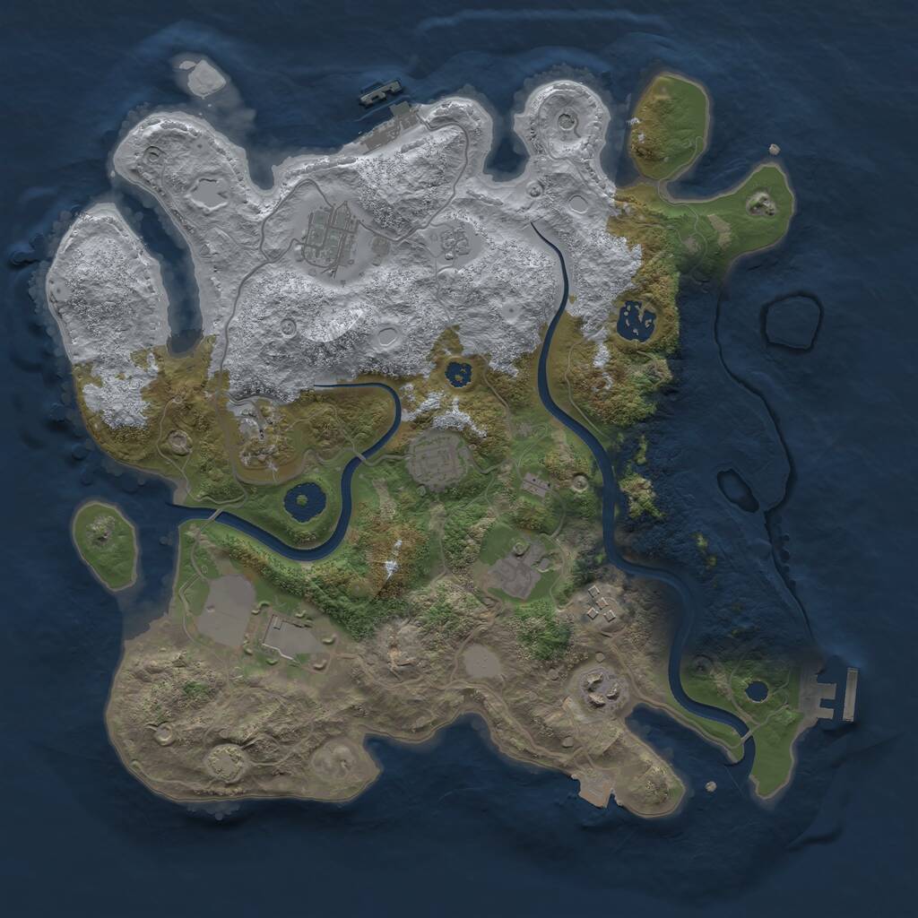 Rust Map: Procedural Map, Size: 3500, Seed: 732192728, 14 Monuments