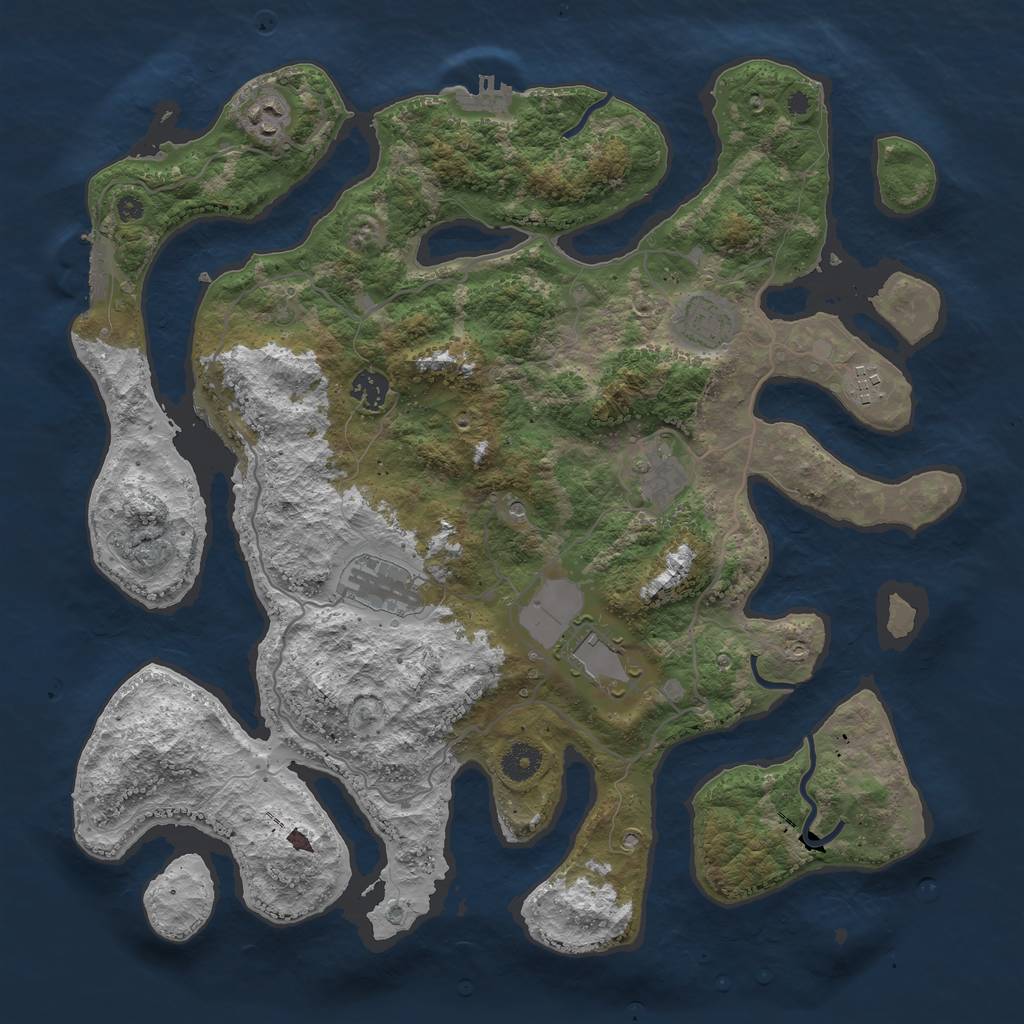 Rust Map: Procedural Map, Size: 4000, Seed: 32421347, 12 Monuments