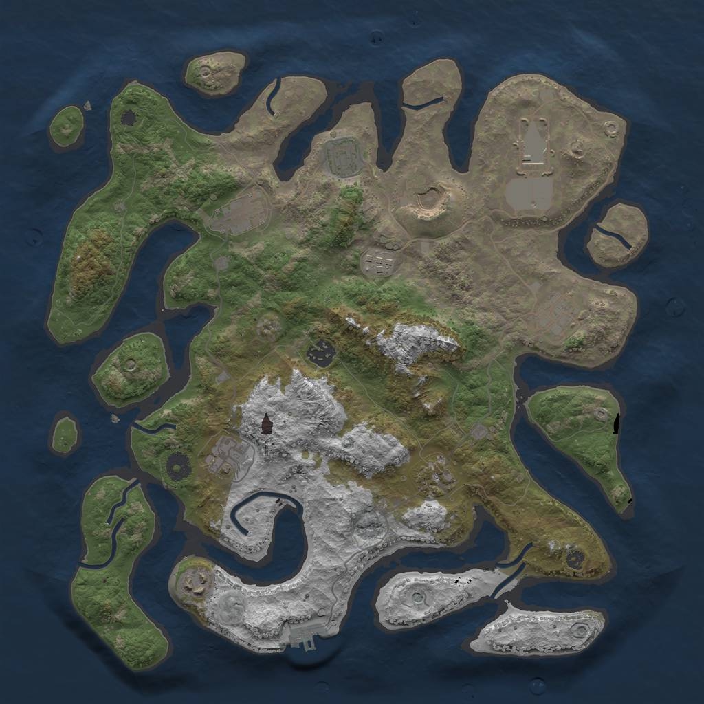 Rust Map: Procedural Map, Size: 3950, Seed: 747490, 14 Monuments