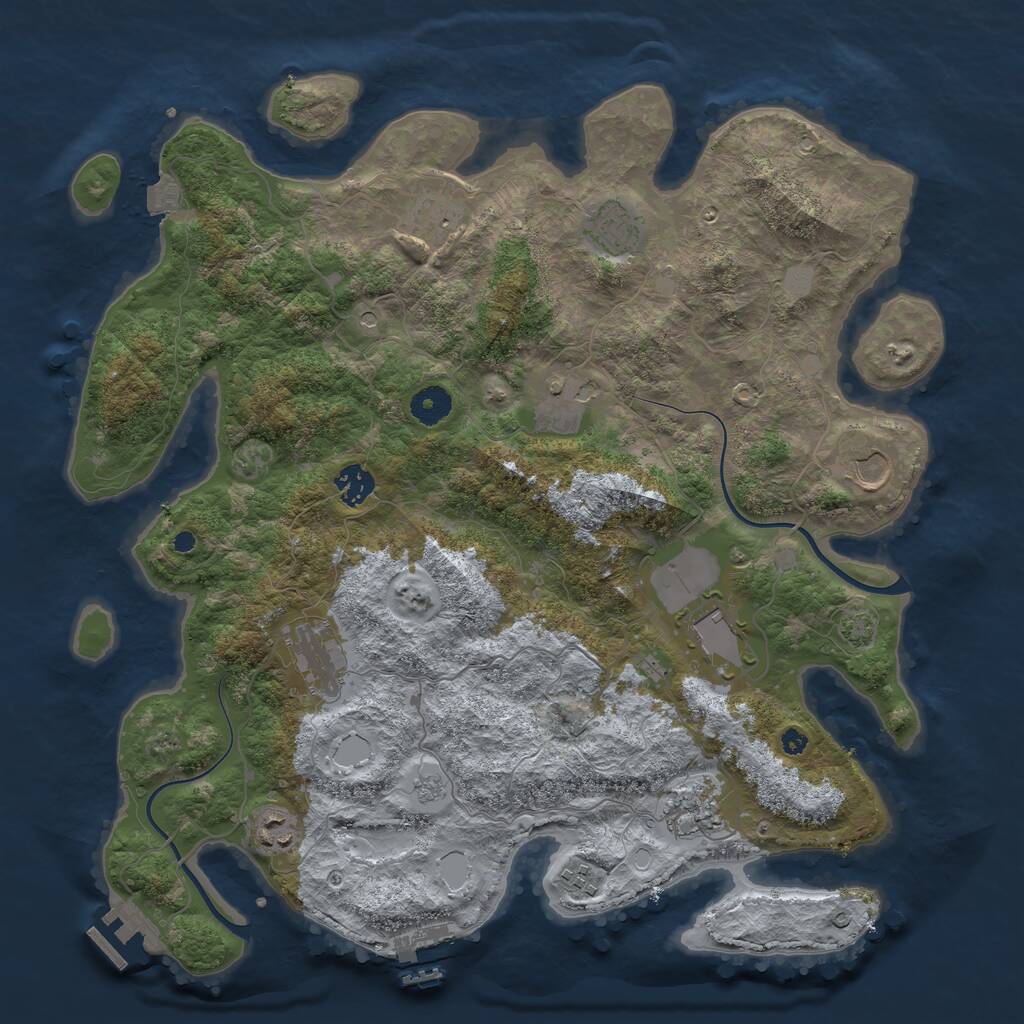 Rust Map: Procedural Map, Size: 3950, Seed: 747490, 16 Monuments