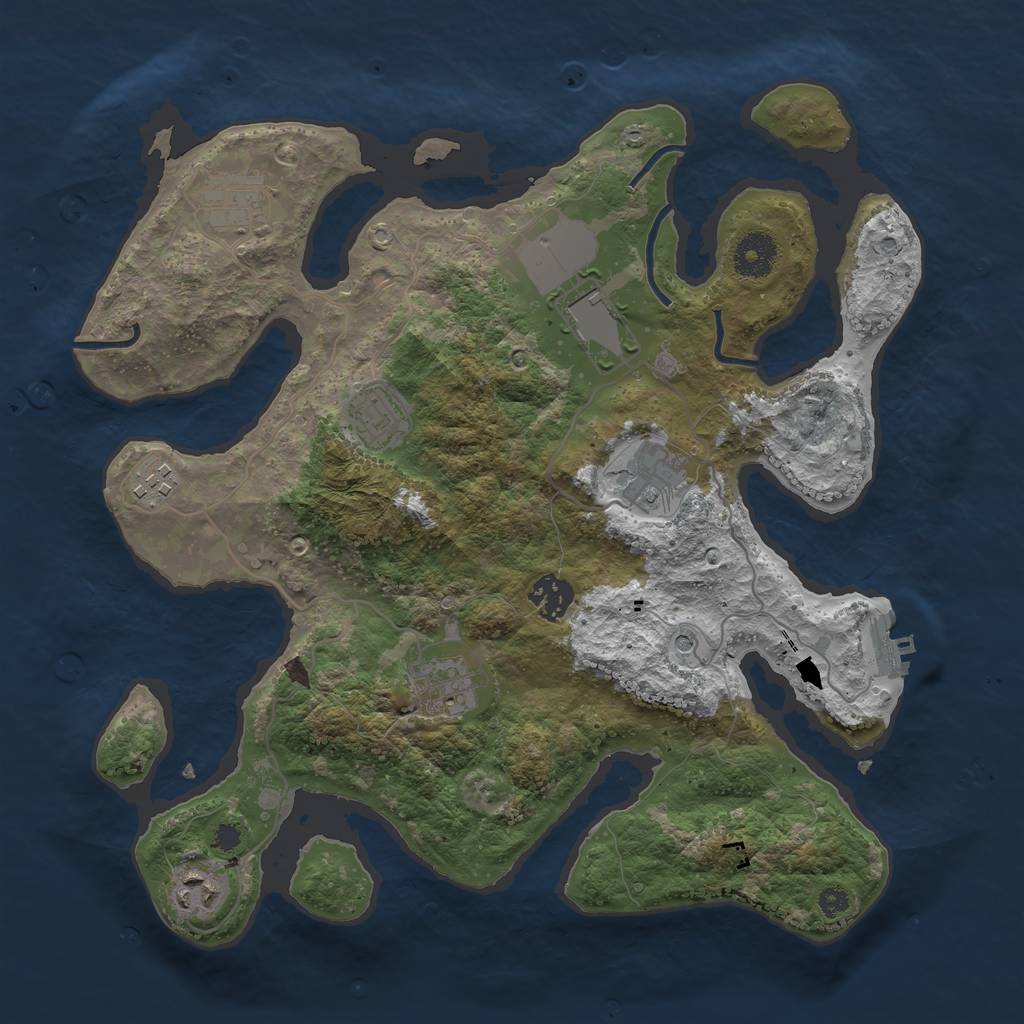 Rust Map: Procedural Map, Size: 3500, Seed: 324213, 12 Monuments