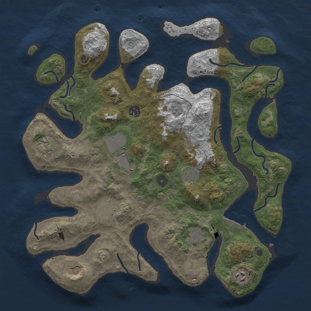 Rust Map: Procedural Map, Size: 4000, Seed: 1207912482, 13 Monuments