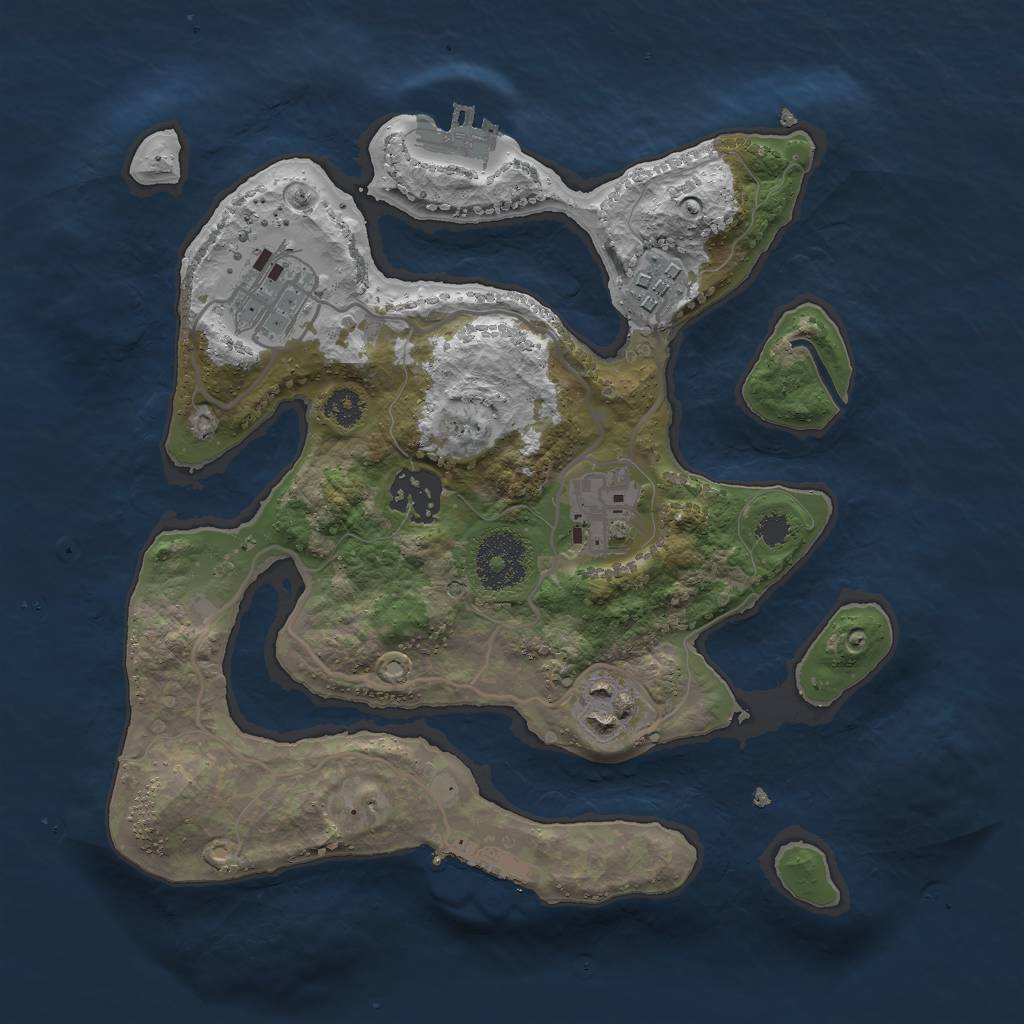 Rust Map: Procedural Map, Size: 2800, Seed: 3053, 9 Monuments