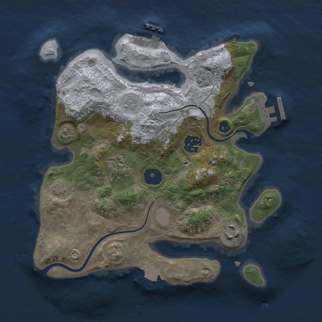 Rust Map: Procedural Map, Size: 2800, Seed: 3053, 9 Monuments